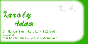 karoly adam business card